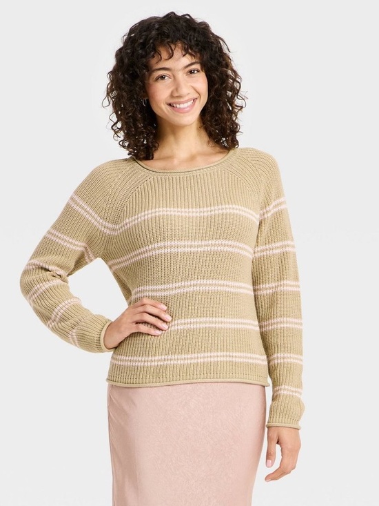 a new day Sweaters - NWT a.new.day Cream Striped Knit Sweater - Women, Size L